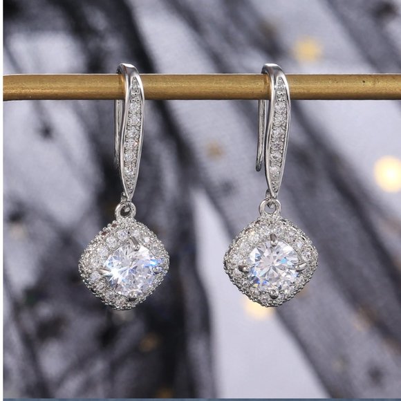 Simulated Diamond Drop Earrings - Picture 9 of 13